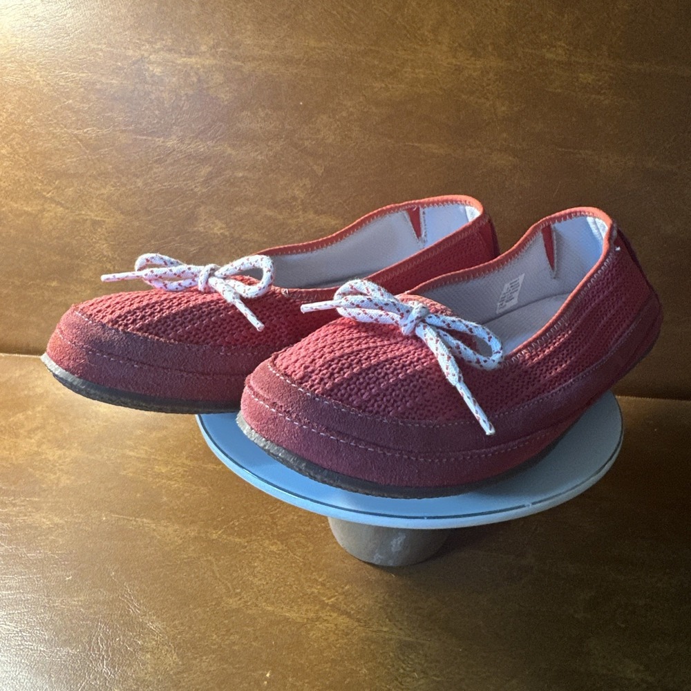 LL Bean Hearthside Slippers Ballet Red Suede Fleece-Lined Comfort shoes Size 8